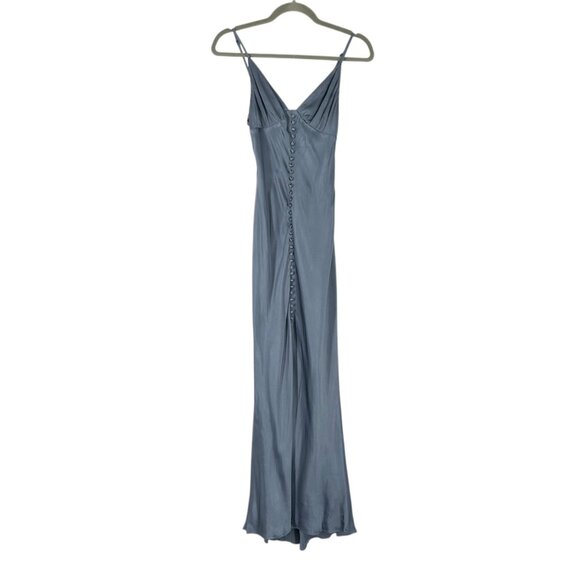 NWT Shona Joy La Lune Button Front Bias Slip Dress in Blue Smoke - Picture 3 of 10